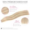 Blonde Tape in Hair Extensions Human Hair, 18 Inch Ash Blonde Highlighted with Bleach Blonde, Invisible Seamless Tape for Hair Extensions, Tape Ins Remy Human Hair, #P18/613 20pcs 50g