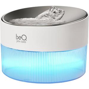 beQ Cat Water Fountain,2.5L/84oz Inside Ultra-Quiet Stainless Steel Automatic Pet Water Dispenser, BPA Free, Visible Water Level, with a Large Size Filter, Suitable for Cats & Small Dogs