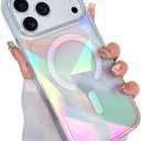Cute Case for iPhone 17 Pro Max Case for Women Girls [ Compatible with Magsafe ] Clear Glitter Girly Aesthetic Rainbow Sparkly Bling Magnetic Phone Cover, Iridescent Geometry