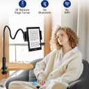 Kindle Holder with Remote Page Turner, Kindle Stand for Bed Reading, No Text Blocked 6mm Clip, No Margin Adjustments, Whisper-Quiet Page Turns, Fits 4.7-10" Devices (Paperwhite/Oasis, iPad/iPhone)