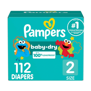 Pampers Diapers - Baby Dry - Size 2, 112 Count, Absorbent Disposable Infant Diaper (Packaging May Vary)