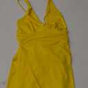 BEAGIMEG Women's Sexy Ruched Sleeveless Deep V Elegant Cocktail Evening Party Maxi Dress (Medium, Yellow)