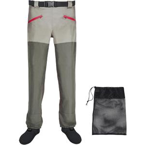 Waist Wader Pants for Men and Women, 3-Ply Breathable Waterproof Fishing Waders with Pockets and Durable Stockingfoot (X-Small)