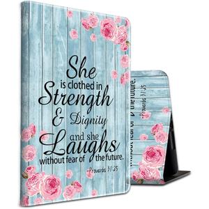 Fire HD 10 Tablet Case 2019/2017,Shockproof Slim PU Leather Stand Cover with Auto Sleep/Wake for All-New Amazon Kindle Fire 10,Bible Verse Quote Proverbs 31-25