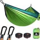 NATUREFUN Ultra-Light Travel Camping Hammock | 300kg Load Capacity,Breathable,Quick-Drying | 2 x Premium Carabiners,2 x Nylon Slings Included | Outdoor Indoor Garden (Light Green/Dark Green)