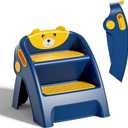 TPN Toddler Step Stool for Bathroom Sink and Potty Training Durable Anti-Slip,Anti-Tip A-Frame,10-Second Assembly, 2-Step Potty Stool with Wide Steps (Navy Blue)