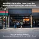 48" x 16" Large LED Open Sign for Business Smart App & Remote Control, Timer, Custom Colors & Brightness High Visibility for Storefronts, Restaurants, Bars, Salons, Cafes, Retail Shops