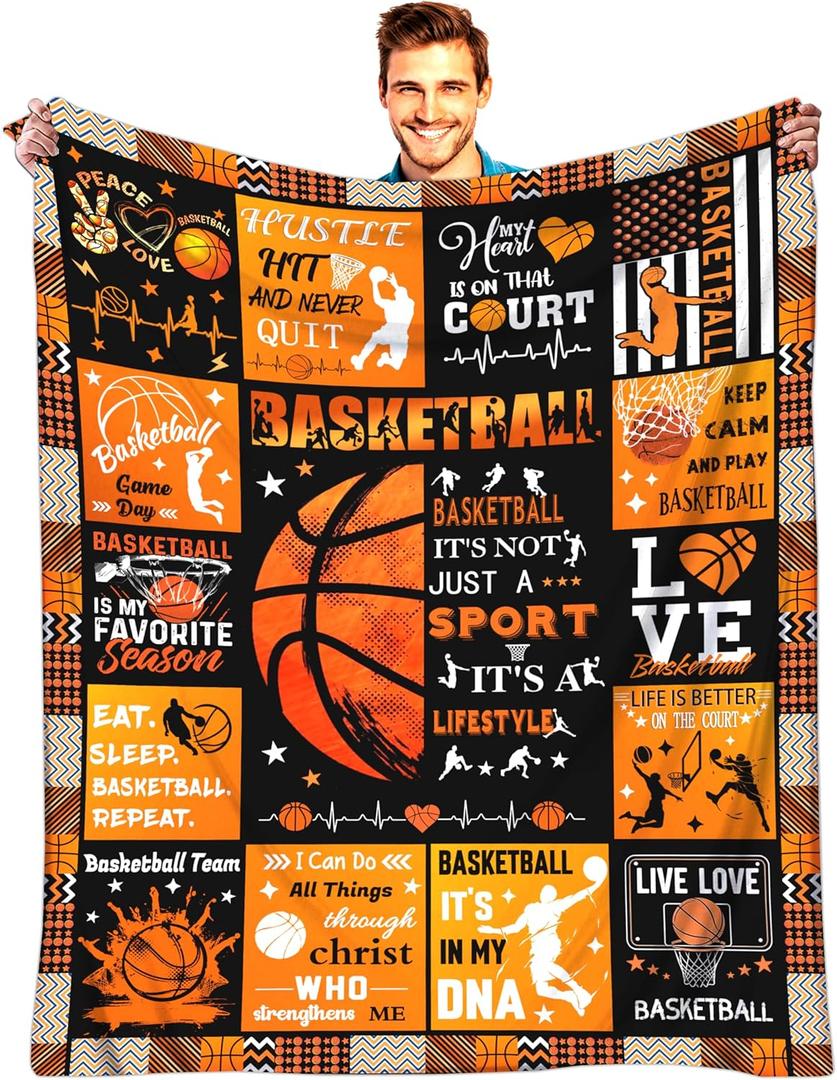 Basketball Blanket Ultra Soft Basketball Flannel Throw Lightweight Blanket for Boys Girls Women Team Basketball Lovers Gifts 50"X40"