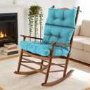 Rocking Chair Cushion, Waterproof and Fade-Resistant Adirondack Rocker Cushions, Indoor/Outdoor Rocking Chair Pads, High Back Memory Foam Patio Furniture Cushions with Ties, 44x23x4 Inch, Teal
