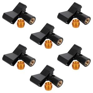 6pcs Mic Clips for Stands, Adjustable Wireless Mic Clamp with 6 Adapters, Anti-Slip Microphone Holder Universal, Mount Accessories for Mic Stand with 5/8 Inch Male to 3/8 Inch Female Screw Adapter