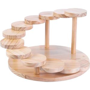 12 Steps Stairs Wooden Sushi Plate Serving Tray, Japanese Creative Rotating Meat Plate Sushi Plate Dish For Home Restaurant Sushi Mat (Round)
