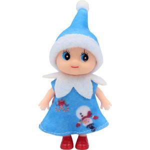 WULEEUPER Tiny Baby Elf Doll | Christmas Miniature Elf Decoration | Newborn Gift | Baby Grow Girl and Boy Elf Dolls (Blue Dress)