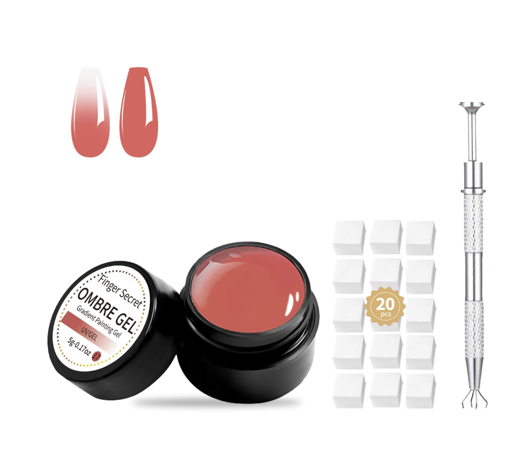 Ombre Gel Pat Nail Polish Set,Ombre Pigment for Nails,Gradient Painting Blooming pat Gel with 20Pcs Nail Sponges for 3D Gels Nail Art can be Painted in Salon or Home Use
