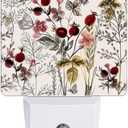 Vintage Flower Night Light, Butterfly Plug into Wall with Dusk to Dawn Light Sensors, Warm Nightlights for Bedroom, Bathroom, Hallway, Kitchen, Gifts Ideal for Girls Women