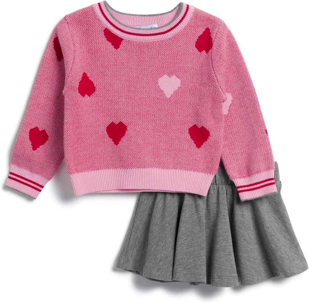 Splendid Baby-Girls Candy Heart Sweater Set (6-12 Months, Pink Multi)