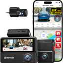REDTIGER 530° Dash Cam 3 Channel, 2.5K+2.5K+1080P Triple Car Camera with 128GB Card, IR Night Vision, Touch Screen, Dashcam for Front Inside Rear Included WiFi GPS, 24H Parking Mode