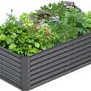 6x3x2FT Galvanized Raised Garden Bed,Galvanized Planter Boxes Outdoor, Large Metal Raised Garden Beds for Vegetables-Grey