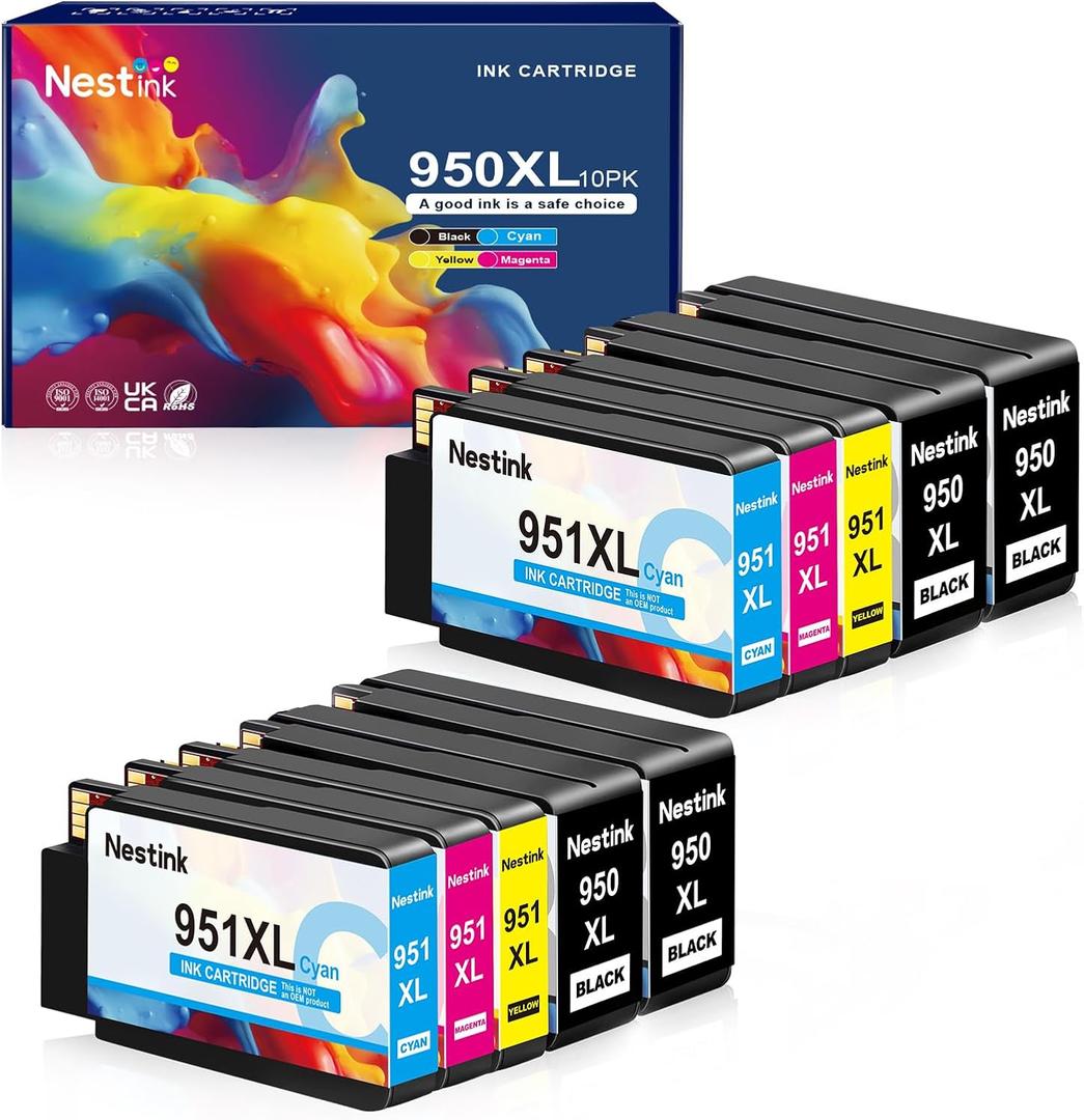950XL 951XL Combo Ink Cartridges Compatible for 950 XL 951 XL Ink Cartridge Replacement for OfficeJet Pro 8600 8610 8620 8100 8630 8660 8640 8615 76DW 251DW (4 Black 2 Cyan 2 Magenta 2 Yellow)