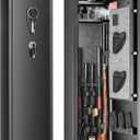 VEVOR 7-8 Rifles Gun Safe, Rifle Safe with Fingerprint & Digital Keypad Lock, Gun Storage Cabinet with Built-in Storage Locker, Removable Storage Shelf for Home Long Gun and Pistols