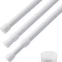 3 PCS Spring Tension Curtain Rod Adjustable Length 41-74 Inches, No Drilling, Tension Rod Suitable for Windows, Bathroom, Cabinets, Wardrobes White) (white)