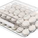 Proarea Egg Holder for Fridge 36 Capacity Automatic Rolling Egg Organizer for Refrigerator, Clear Stackable Container for Kitchen or Pantry Storage, 2 Pack