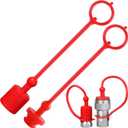 3/8" ISO5675 Hydraulic Quick Coupler Dust Cap and Plug, 4 Sets Rubber Plug Covers for ISO 5675 3/8" Body + 3/8" NPT Thread Ball& Poppet Pioneer Style Hydraulic Quick Tractor Coupler