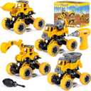 LUDILO 4PCS Take Apart Toys for 4 Year Old Boys Construction Toys with Electric Drill DIY Assembly Building Stem Toys Trucks Gifts for 3 4 5 6 7 8 Year Old Boys Girls Kids Learning Educational Toys