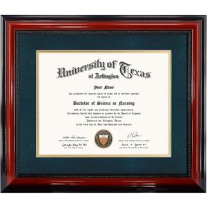 GMFrames 11x14 Diploma Degree Frame with Navy Mat or Display 15x18 Certificates without Mat,Solid Wood,Cherry Finish with Intricate Black Rope Detail,UV Protection Acrylic