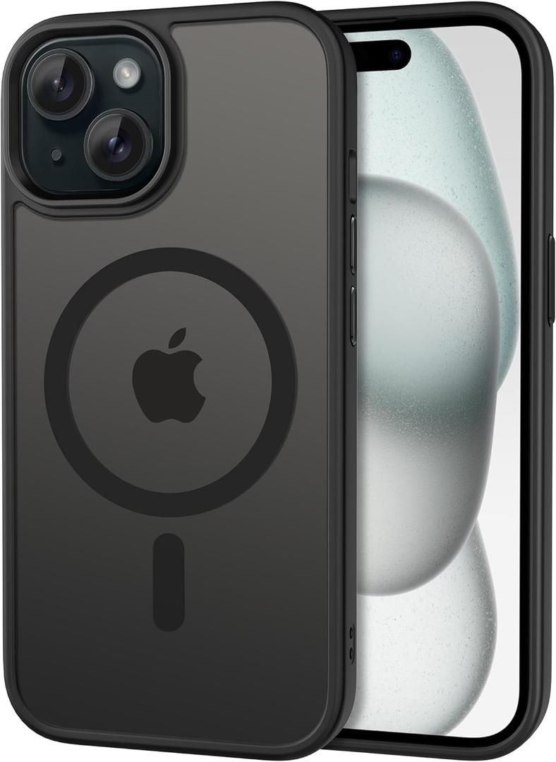 CACOE Magnetic Case for iPhone 15 2023 6.1 inch-Compatible with MagSafe & Magnetic Car Phone Mount,Anti-Fingerprint TPU Thin Phone Cases Cover Protective Shockproof (Matte Black)