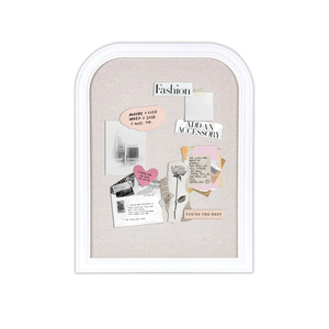 Bulletin Board with Linen, 17x13 inches Bulletin Board with White Wood Style Frame, Decorative Hanging Pin Board Vision Board Message Board for Office School Home Decor(2R&2S,L-4333,1p)