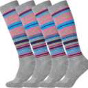 +MD Cotton Compression Socks for Women & Men 4/6 Pairs 15-20mmHg Knee High for Sports, Travel, Nursing Long Sitting Standing, 4 Pairs Mhgrey Cushion 15-20mmhg, 9-11