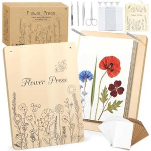 Dreamon Large Flower Press Kit - 11.8" x 8.3" 10 Layers DIY Wooden Flower Pressing Kit with Storage Bag Arts and Crafts Kits for Adults & Teens, Great Gift for DIY Arts and Crafts Lovers