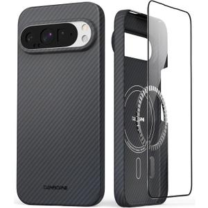 Thinborne Compatible with Google Pixel 10 Pro XL Case, [600D Aramid Fiber] [Magnetic] [Ultra Thin] [Minimalist Style] [Carbon Fiber] - Black