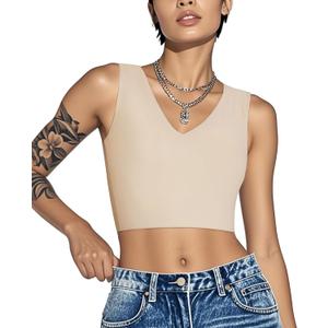 Rolewpy Chest Binder for Transgender FTM Women Binder Bra Tomboy Breast Binder Tank Top (X-Large, Light Beige)
