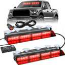 Nilight 32LED Red Emergency Dash Strobe Lights with Controller Suction Cups Warning Hazard Interior Front/Rear Windshield Deck Split Light Bar for Trucks Construction Vehicles