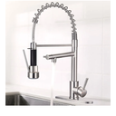 Kitchen Faucet with Pull Down Lock Sprayer, Single Handle High Pressure Brushed Nickel Kitchen Faucet, Double-Headed Spring Stainless Steel Kitchen Sink Faucets