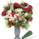 Grave Decorations for Cemetery Vase for Flowers with Stakes and Floral Foam, Draining Holes - for Garden, Grave,Cemetery,Lawn, Yard - Memorial Grave Decorations - Nature Granite Colour