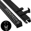 Super Heavy-Duty Ceiling Curtain Track Easy to Install Smooth Sliding Curtain Track Ceiling&Wall Mount Room Divider Curtain Track for Living Room Bedroom Shower Divider, Black, 3FT To 15FT
