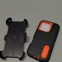 Yowtrey for Black iPhone 16 Pro Phone Case with Belt Clip Heavy Duty Holster ShockProof Cases,3 Layers of Sturdy,Military Grade Protective Cases for iPhone 16 Pro  Case with Clip (Black+Orange)