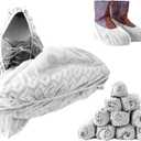 Premium Boot & Shoe Covers Disposable Booties - 100 Pack - Durable, Non-Slip, Non-Toxic, Water Resistant, Recyclable Protectors for Indoor & Outdoor - Large Size Fits Most Shoes (White)