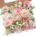 Serwalin Artificial Flowers Pink Flowers Fake Silk Flowers Wedding Cake Flowers for Wedding Bouquets Table Centerpieces Spring Decor Party Baby Shower Decoration (1 Box)