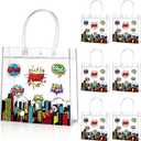 Aliceset 20 Pcs Hero Clear Favor Bags with Handles Hero Party PVC Treat Plastic Gift Bags for Birthday Party Rewards Supplies, 8 x 8 x 3.15 Inch