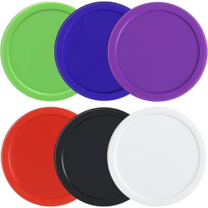Coopay 3 1/4 Inches Air Hockey Pucks 6 Pack Full Size Heavy Replacement Pucks for Game Tables Equipment Accessories (Red, Green, Blue, Black, White, Purple)