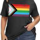 Pride Shirt Women Plus Size Human Tshirt Rainbow Graphic Tee Pride Lesbian T Shirt LGBT Equality Top (Gray, XL)