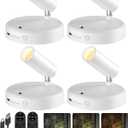 EZVALO Spot Lights Indoor,5500mAh Rechargeable Plants Spotlights with Remote, Wireless Mini Art Accent Spot Lights with Timer Dimmable, 3CCT, Uplights Indoor for Plants, Display, Artwork (Pack of 4-White)