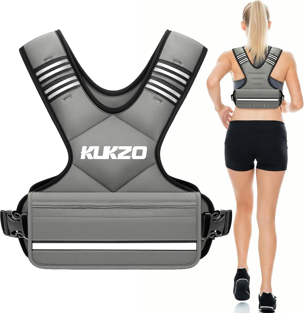 Adjustable Weighted Vest Women/Men, 6-12lb/12-18lb/20-32lb Weight Vest with 6 Ironsand Weights for Strength Training Rucking Running Walking Fitness Workout