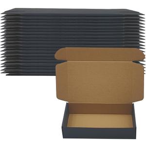 10x6x2 inch Black Shipping Boxes Pack of 20, Corrugated Cardboard Boxes for Small Business Mailing & Packaging Ideal for Birthday Wedding Party Books Gifts ClothesNeatly Folded for Easy Storage