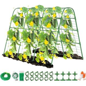 63" Tall Cucumber Trellis for Raised Garden Bed U-Frame Arch Tunnel Trellis Metal Tomato Cage Plant Support Stand for Peas,Bean,Grapes,Flowers,Vines Climbing Plants Outdoor