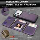 for iPhone 17 pro max Wallet Case, 2-in-1 Detachable Phone Case, Card Holder RFID Blocking, Fashionable Faux Leather Card Slot & Folding Design (Purple)
