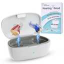 Hearing Aids for Seniors, Invisible Hearing Amplifiers with Noise Cancelling, Rechargeable Hearing Aids for Severe Hearing Loss Adults, Comfort In-ear Hearing Devices (151 pro, Red Blue)